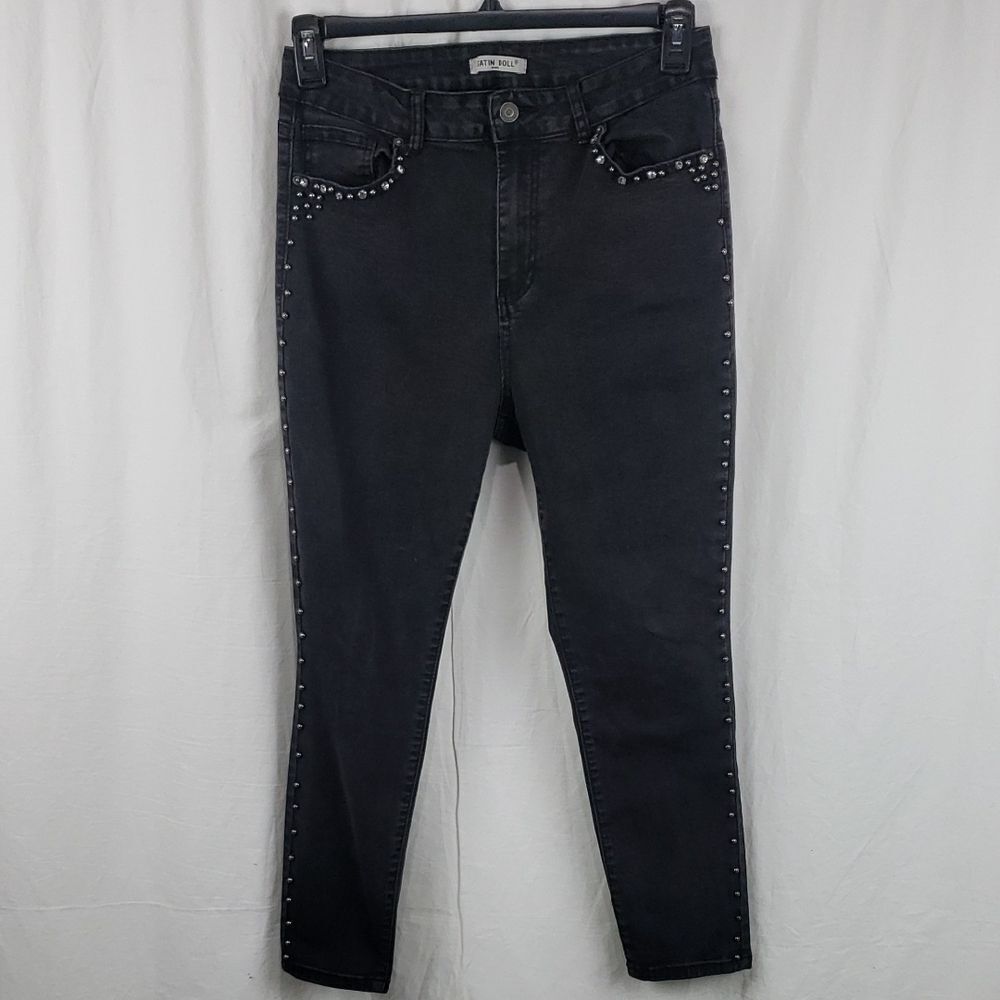 Satin Doll 12P Studded Black Skinny Jeans